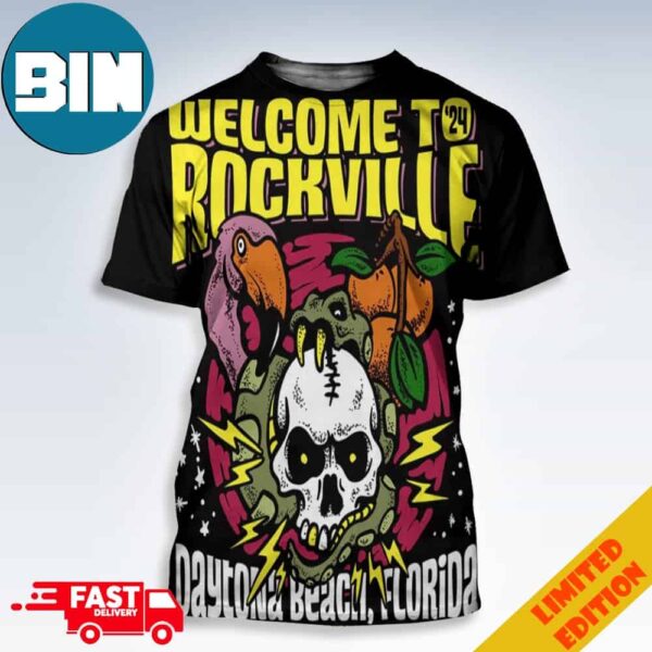 Daytona International Speedway Welcome To Rockville Daytona Beach 2024 Line Up 3D T-Shirt