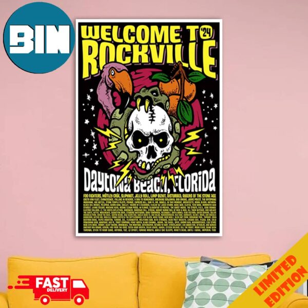 Welcome To Rockville Daytona Beach 2024 Line Up Home Decorations Poster Canvas