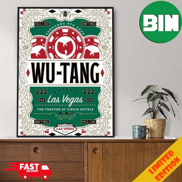 Wu-Tang Clan Las Vegas February 9 2024 Pass Line Don’t Pass The Theater At Virgin Hotels Poster Canvas