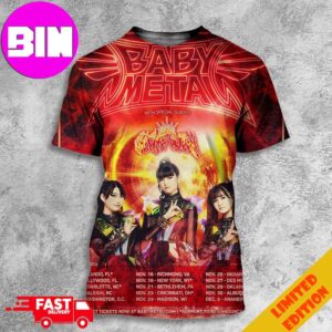 Babymetal US Tour 2024 Schedule List Date With Scene Queen Rocks Starts On November 5 All Over Print Unisex T-Shirt