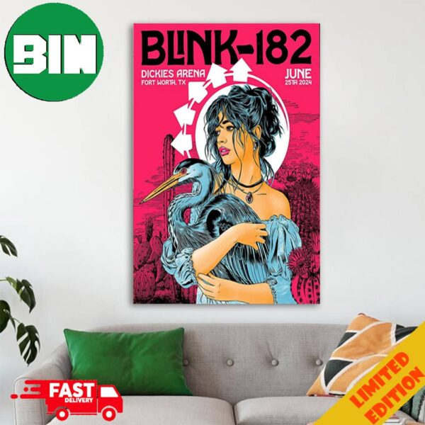 Blink-182 Dickies Arena Fort Worth Texas June 25th 2024 One More Time Tour Home Decor Poster Canvas