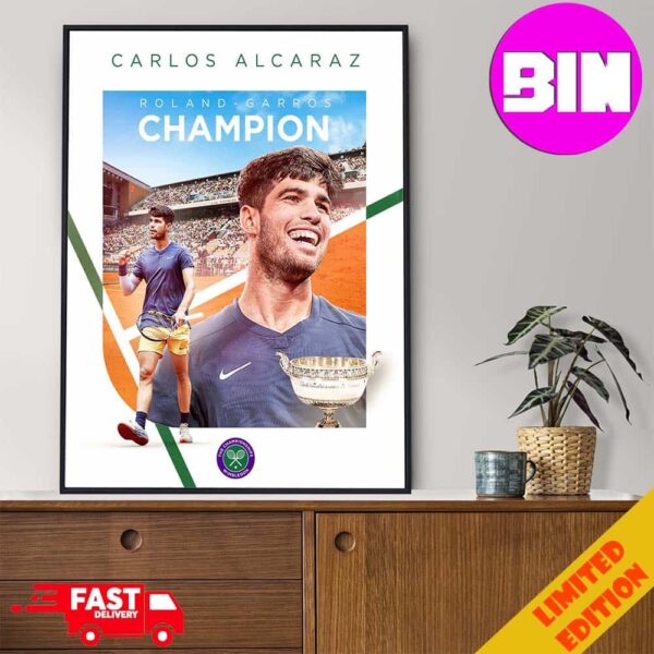 Congrats Carlos Alcaraz Champion Roland Garros 2024 The Championships Wimbledon Home Decor Poster Canvas