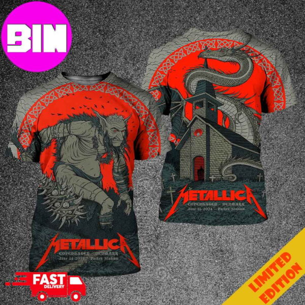 Full Show In M72 Copenhagen Parken Stadium No Repeat Weekend In Denmark June 14 And 16 2024 Metallica Killer World Tour Pop-Up Merchandise Store 3D T-Shirt