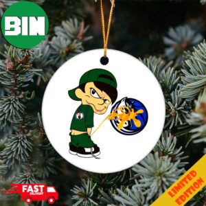 Funny Boy Boston Celtics Piss On Dallas Mavericks NBA Finals 2024 Champions Christmas Tree Decorations Ornament