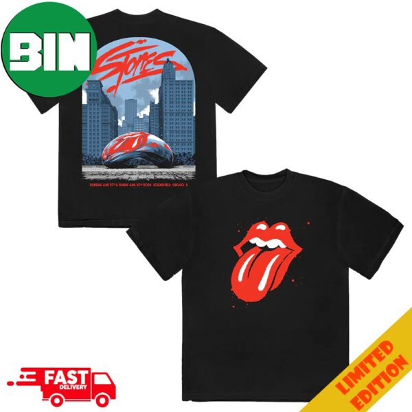 Hackney Diamonds Tour June 27 30 2024 In Soldier Field Chicago IL The Rolling Stones Two Sides T-Shirt