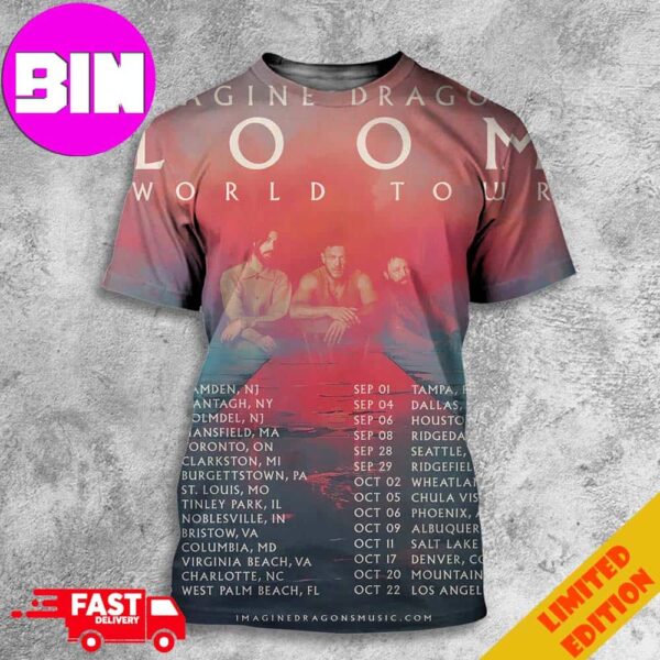 Imagine Dragons Loom 2024 World Tour Schedule Date List Starts On July 30 All Over Print Unisex T-Shirt