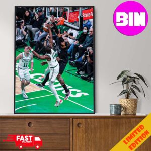 Jaylen Brown Eastern MVP Poster Dunk On Daniel Gafford Celtics Win Mavericks In Game 1 NBA Finals 2024 Short Moment Home Decor Poster Canvas