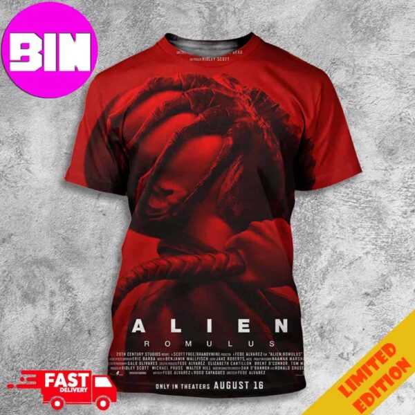 New Poster For Alien Romulus Trailer Releases On June 4 And Movie Only In Theaters August 16 All Over Print Unisex T-Shirt