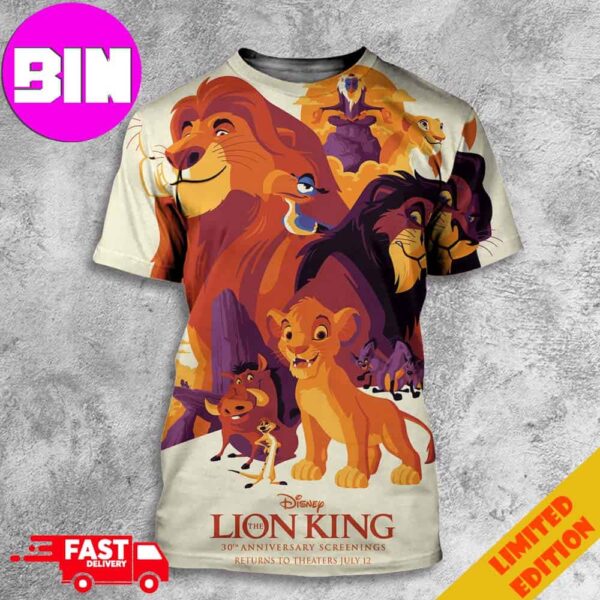 New Poster For The Lion King Disney 30th Anniversary Screenings Returns To Theaters July 12 2024 Return To The Pride Rock All Over Print Unisex T-Shirt