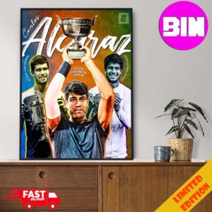 Official Carlos Alcaraz Champion Roland Garros 2024 The Championships Wimbledon Home Decor Poster Canvas