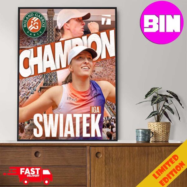 Official Iga Swiatek Champion Roland Garros Paris 2024 IG4 The Championships Wimbledon Home Decor Poster Canvas