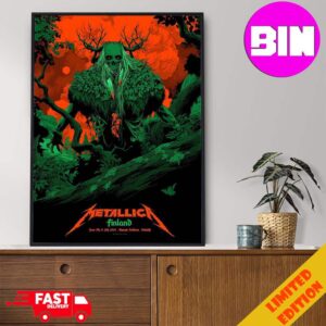 Official Poster Metallica Finlandia M72 World Tour At Olympic Stadium In Helsinki On June 7th And 9th 2024 Art By Kenta Taylor Home Decor Poster Canvas
