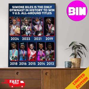 Official Simone Biles Champions Gymnast To Win 9 US All Around Titles Xfinity Champs NBC Olympics Home Decor Poster Canvas