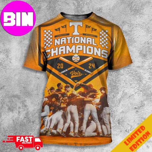 Official The Tennessee Volunteers Champions NCAA Baseball 2024 The National Champions All Over Print Unisex T-Shirt