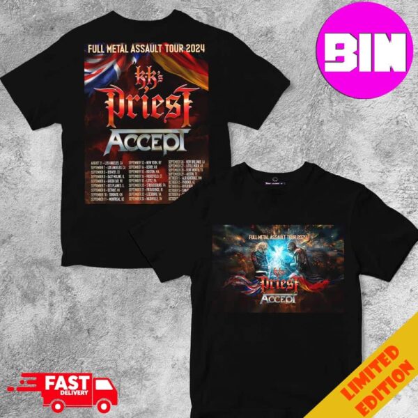 Poster KK’s Priest With Accept Show Full Metal Assault Tour 2024 Schedule List Date Two Sides Unisex T-Shirt