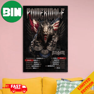 Powerwolf With Special Guest Unleash The Archers North American Tour 2024 Schedule Lists Home Decor Poster Canvas