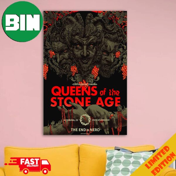 Queens Of The Stone Age Coliseum Da Coruna ES June 17 2024 The End Is Nero By Nikita Kaun Home Decorations Poster Canvas