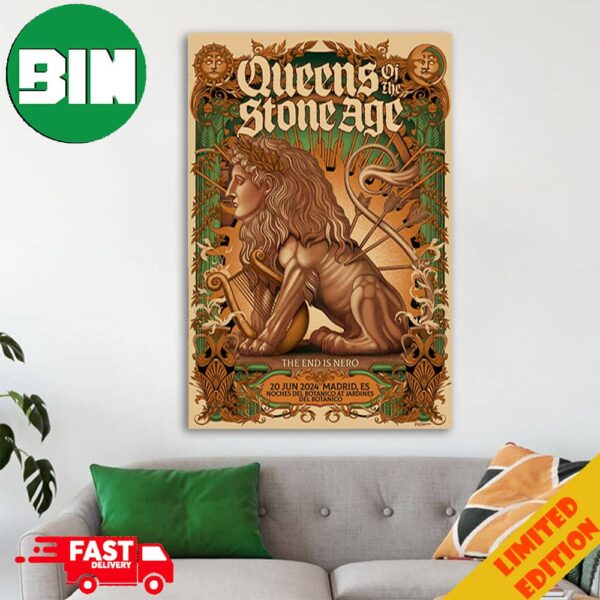 Queens Of The Stone Age The End Is Nero June 20 2024 Madrid ES Noches Del Botanico At Jardines Del Botanico By Wildner Lima Artwork Home Decor Poster Canvas