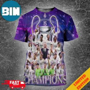 Real Madrid CF Are The Champions 15th Of Europe Champions UEFA League All Over Print Shirt 3D T-Shirt