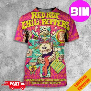 Red Hot Chili Peppers Wednesday June 26th 2024 Coastal Credit Union Music Park Raleigh North Carolina Concert Poster 3D T-Shirt