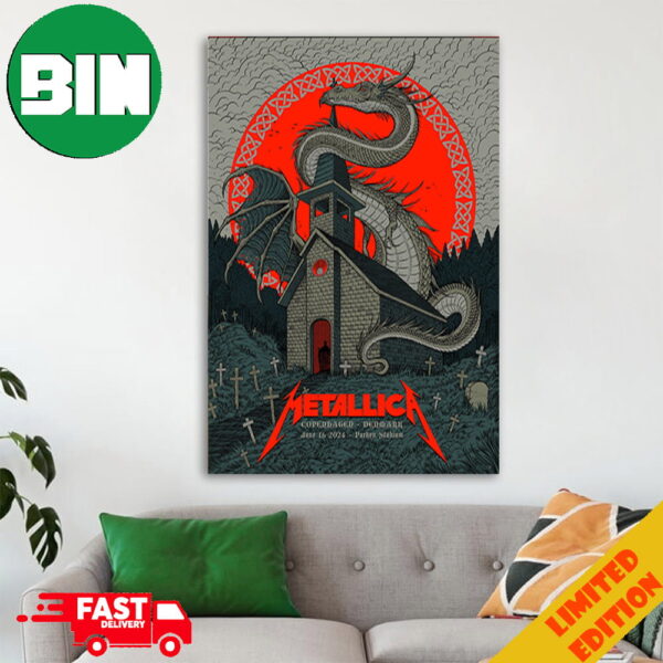 Tonight In M72 Copenhagen Metallica Killer World Tour No Repeat Weekend From Denmark June 16 2024 At Parken Stadium Pop-Up Merchandise Store Home Decor Poster Canvas