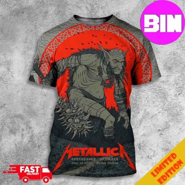 Tonight In M72 Copenhagen Parken Stadium No Repeat Weekend In Denmark June 14 2024 Metallica Killer World Tour Pop-Up Merchandise Store 3D T-Shirt