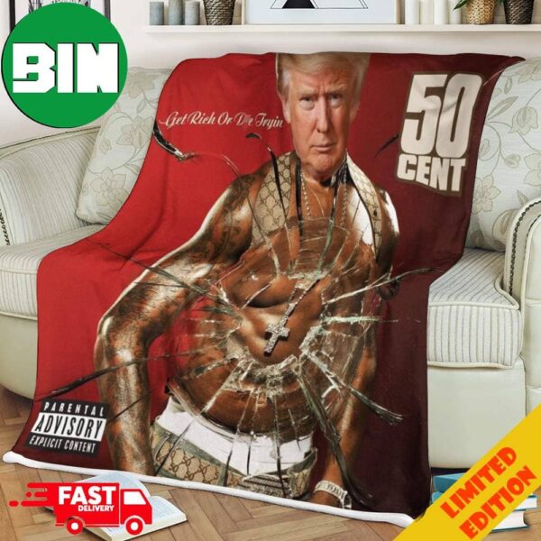 50Cent Funny Trump Gets Shot And Now I’m Trending Get Rich Or Die Tryin Donald Trump Shoot Elections 2024 Fleece Blanket