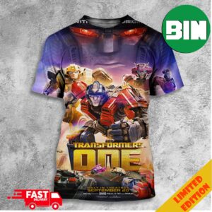 All For One And One Will Fall New Transformers One Movie Poster Only In Theatres September 20 2024 Witness The Origin All Over Print T-Shirt