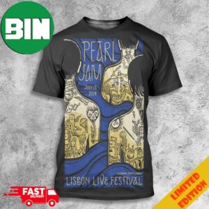 Bom Dia Lisbon Get Ready For Pearl Jam’s July 13 2024 Lisbon Live Festival Portugal Dark Matter Tour Merchandise Event Poster 3D T-Shirt