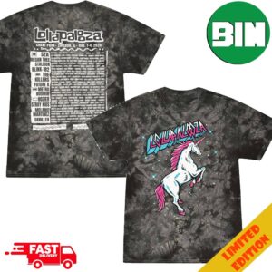 Lollapalooza Unicorn Line Up Grant Park Chicago IL Aug 1-4 2024 Online Exclusive Merch Two Sides T-Shirt