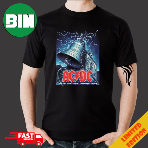 Official Poster For ACDC Show In Zurich Switzerland Tonight PWRUP Tour June 29th 2024 Merchandise T-Shirt