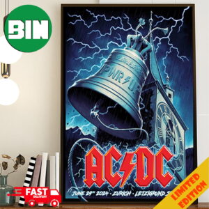 Official Poster For ACDC Show In Zurich Switzerland Tonight PWRUP Tour June 29th 2024 Poster Canvas