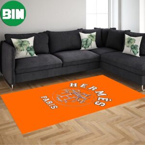 Orange Background With Logo Luxury And Fashion Home Decor Hermes Rug Carpet