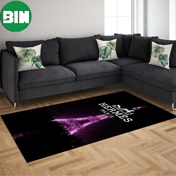 Paris Night With Purple Neon Luxury Logo Home Decor For Living Room And Bed Room Hermes Rug Carpet