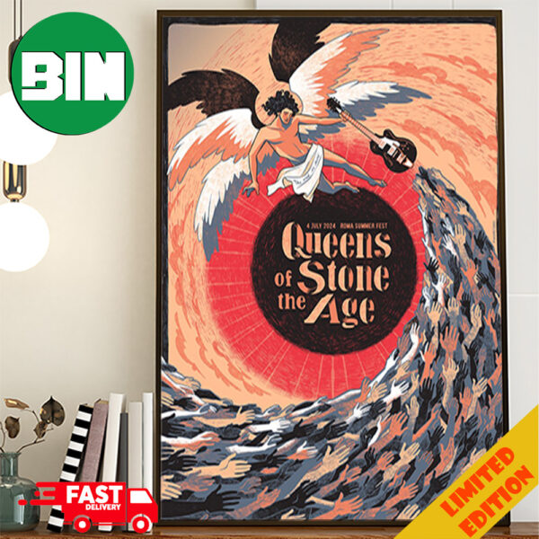 Queens Of The Stone Age July 4 2024 Roma Summer Fest  In Rome Italy By Sabrina Gabrielli Poster Canvas