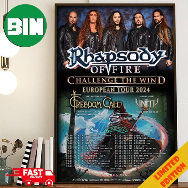 Rhapsody Of Fire EU Tour 2024 Schedule List Date Full Line Up Special Guest Poster Canvas