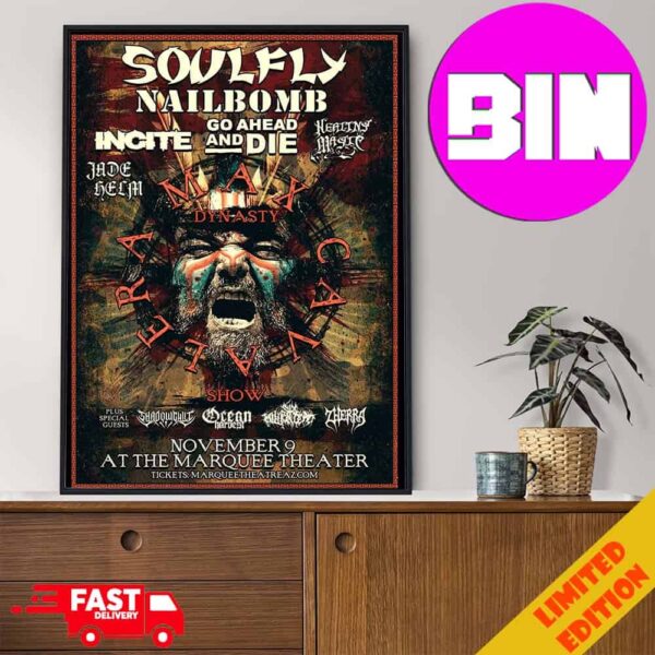 Gloria Cavalera Soulfly Nailbomb Max Cavalera Dynasty Show On November 9th 2024 At The Marquee Theater Home Decor Poster Canvas