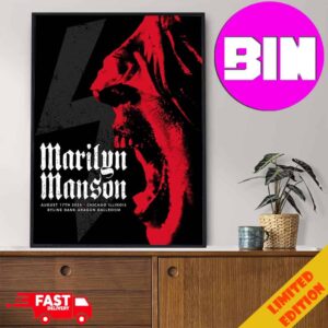 Marilyn Manson Chicago Scream Poster Show In USA 2024 At Illinois Byline Bank Aragon Ballroom On August 17th Home Decor Poster Canvas