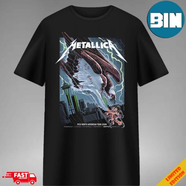 Metallica M72 Seattle Nate Dino’s Exclusive Pop-Up Shop Poster North America Tour On August 29 2024 Washington No Repeat Weekend At Lumen Field Stadium Tee Unisex T-Shirt