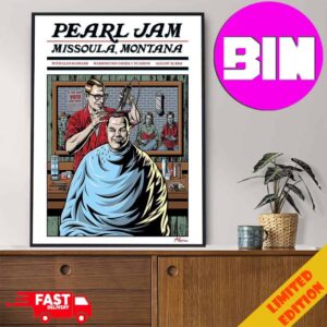 Official Poster In Missoula Montana Pearl Jam On August 22nd 2024 At Washington-Grizzly Stadium Wall Art By Justin Hampton With Glen Hansard Home Decor Poster Canvas