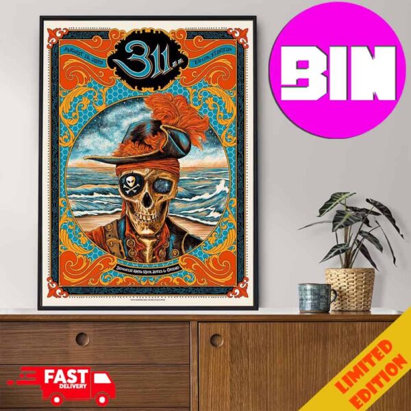 Poster For 311 Band Show In Florida 2024 At Tampa On August 18th Home Decor Poster Canvas