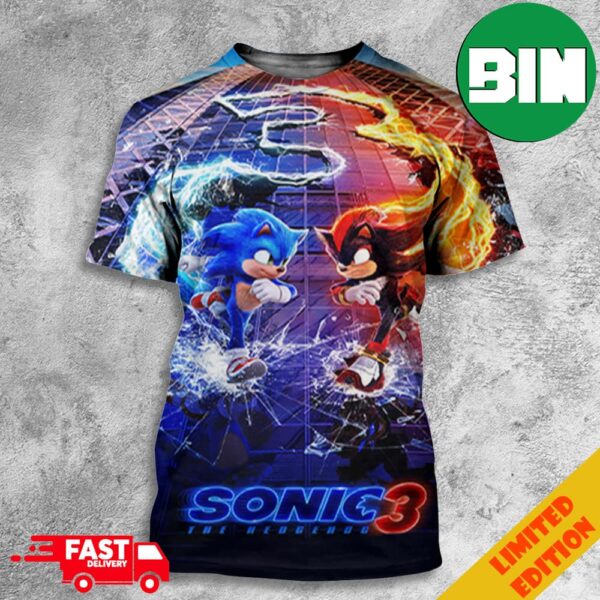 Sonic 3 The Hedgehog Movie Poster December 20 2024 All Over Print T-Shirt