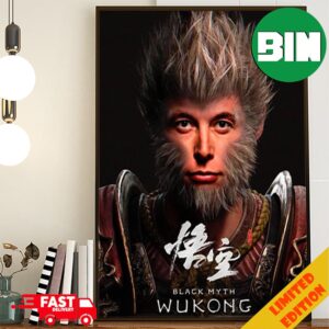 Impressive AAA Game From China Black Myth Wukong But AI Faceswap For Elon Musk Poster Canvas