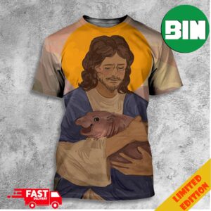 Jesus Loves Moo Deng Artwork All Over Print T-Shirt