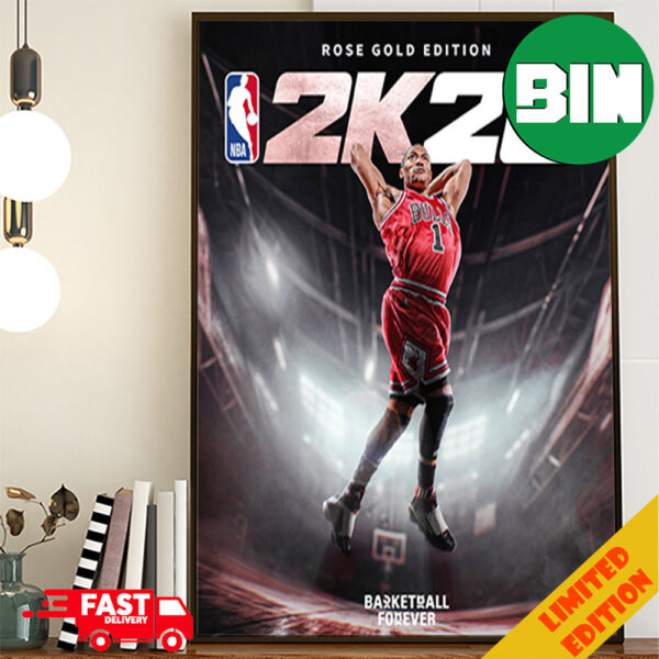 NBA 2K26 Rose Gold Edition Basketball Forever Chicago Bulls Derrick Rose Poster Canvas