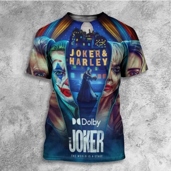 New Poster For Joker 2 Folie A Deux The World Is A Stage 2024 Movie Joker And Harley All Over Print T-Shirt