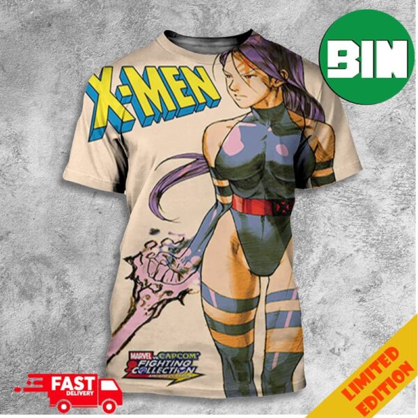 X-Men And Uncanny X-Men Marvel vs Capcom Variant Covers By Bengus Betsy Braddock Psylocke All Over Print T-Shirt