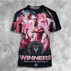 Congratulations Leo Messi On His 46th Trophy The GOAT Club Internacional De Futbol Inter Miami FC 2024 Winners Supporters Shield All Over Print T-Shirt