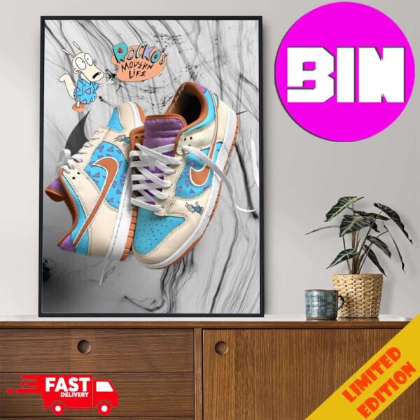 Rocko Modern Life x Nike Dunk Low Concepts Sneaker 2024 Collabs Home Decor Poster Canvas