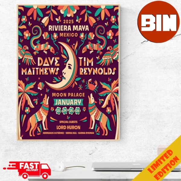 Dave Matthews And Tim Reynolds Riviera Maya Festival On Jan 23 26 2025 At Moon Palace Cancun Mexico Home Decor Poster Canvas